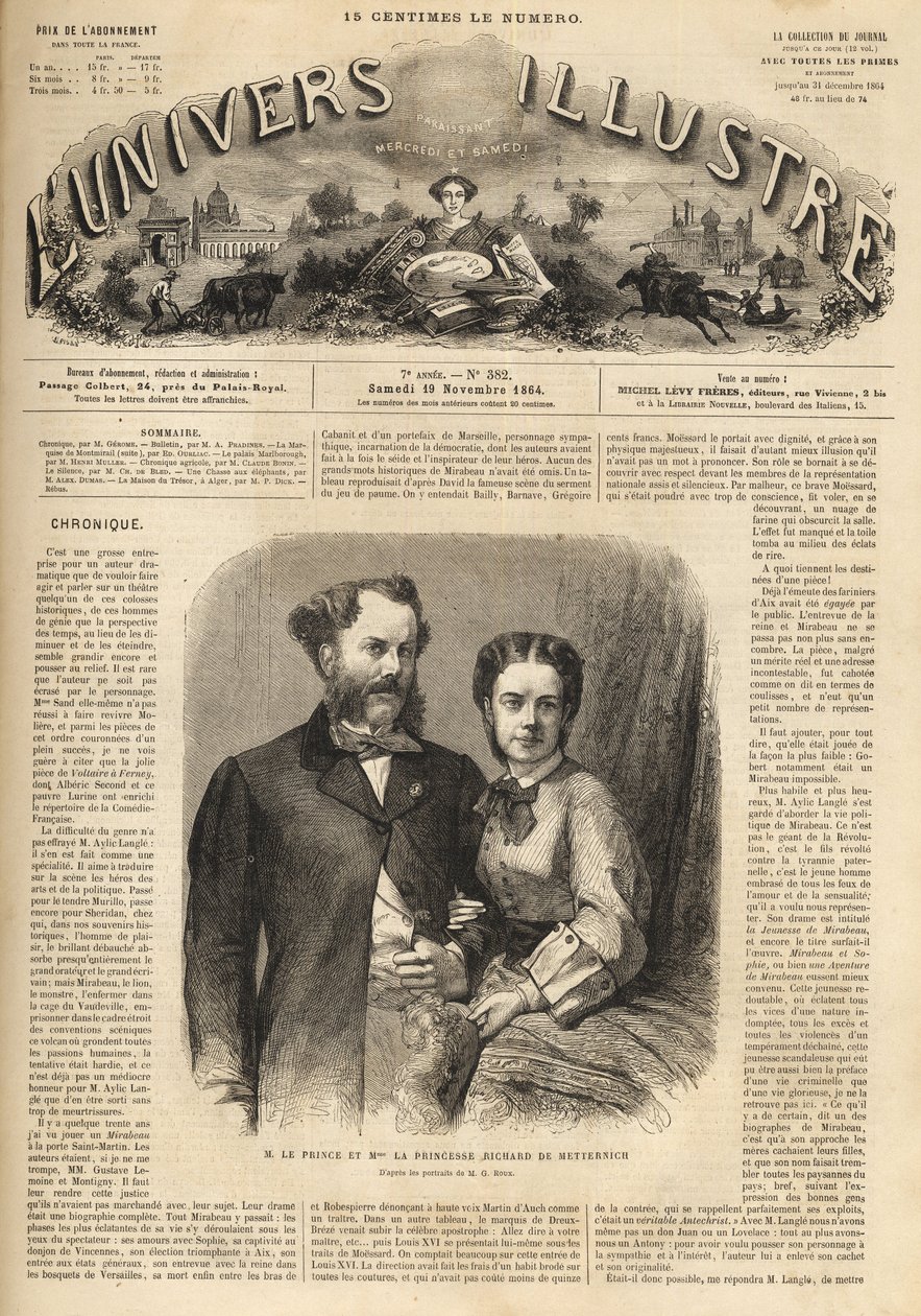 Richard Klemens von Metternich (1829-1895) und Pauline Metternich (1836-1921) - Das illustre Universum 1864 von Unknown artist
