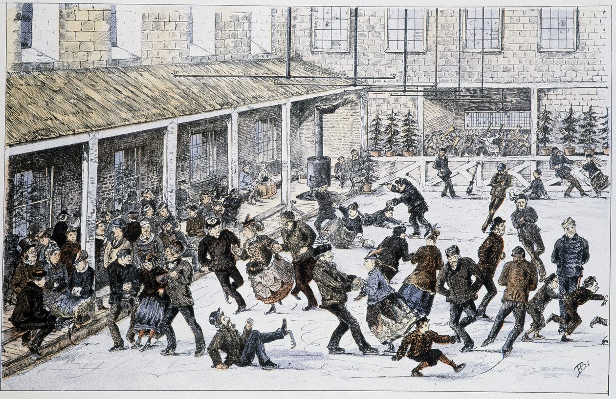 Eislaufbahn in Halifax, Nova Scotia - in „Skizzen kanadischer Sportarten und Freizeitbeschäftigungen“ von Leutnant Henry Buckton Laurence von Unknown artist