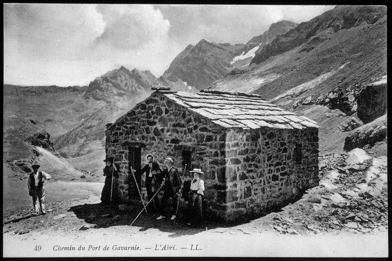 Weg zum Hafen von Gavarnie: das Schutzhaus - Postkarte, Ende des 19. Jahrhunderts von Unknown artist