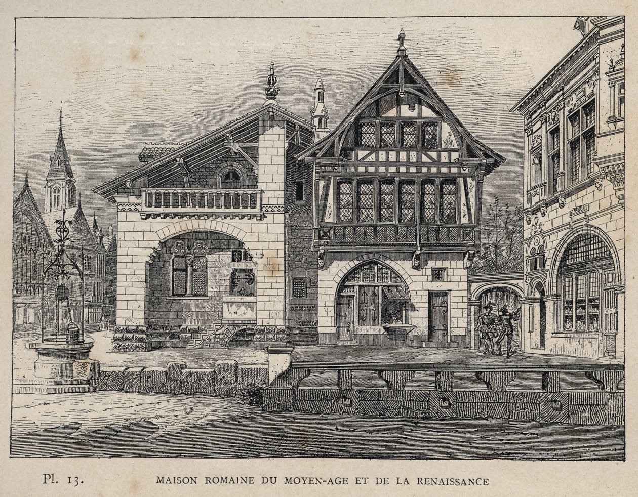 Römisches Haus des Mittelalters und der Renaissance - Gravur von 1889 in „Histoire de l