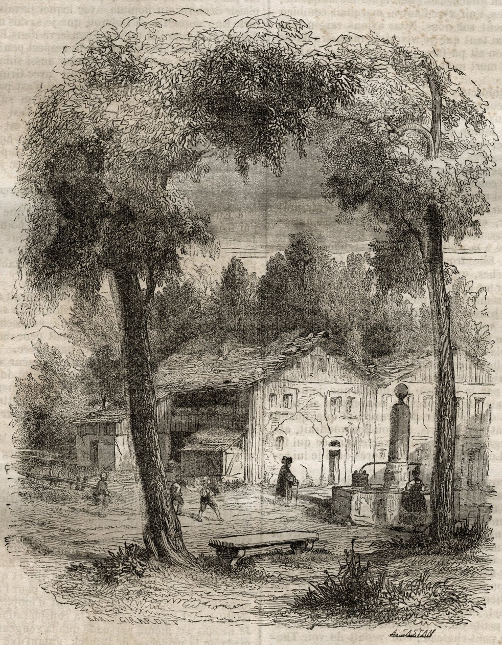 Rousseau in Motiers (Kanton Neuchatel) - Illustration für die „Bekenntnisse“ von Jean-Jacques Rousseau - Gravur von 1849 von Unknown artist