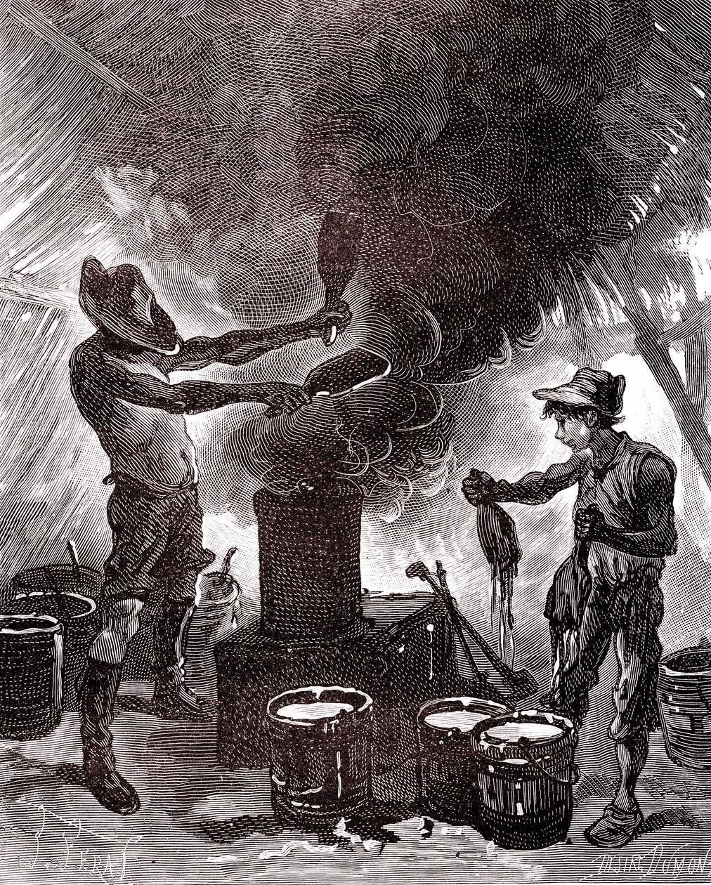 Gummivorbereitung oder Vulkanisation im brasilianischen Wald von Unknown artist