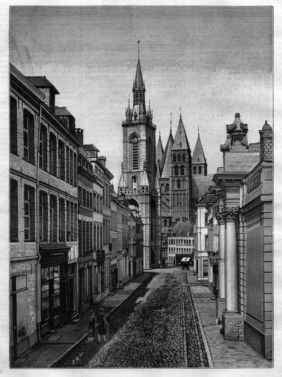 Rue Saint Martin (Abbaye Saint Martin) in Tournay (Tournai) in Belgien im Jahr 1882 von Unknown artist