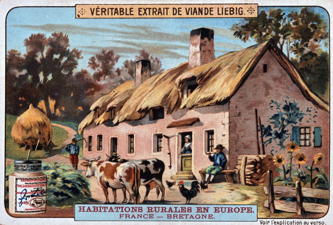 Ländliche Behausung der Bretagne - Chromo. Liebig, ca. 1895 von Unknown artist