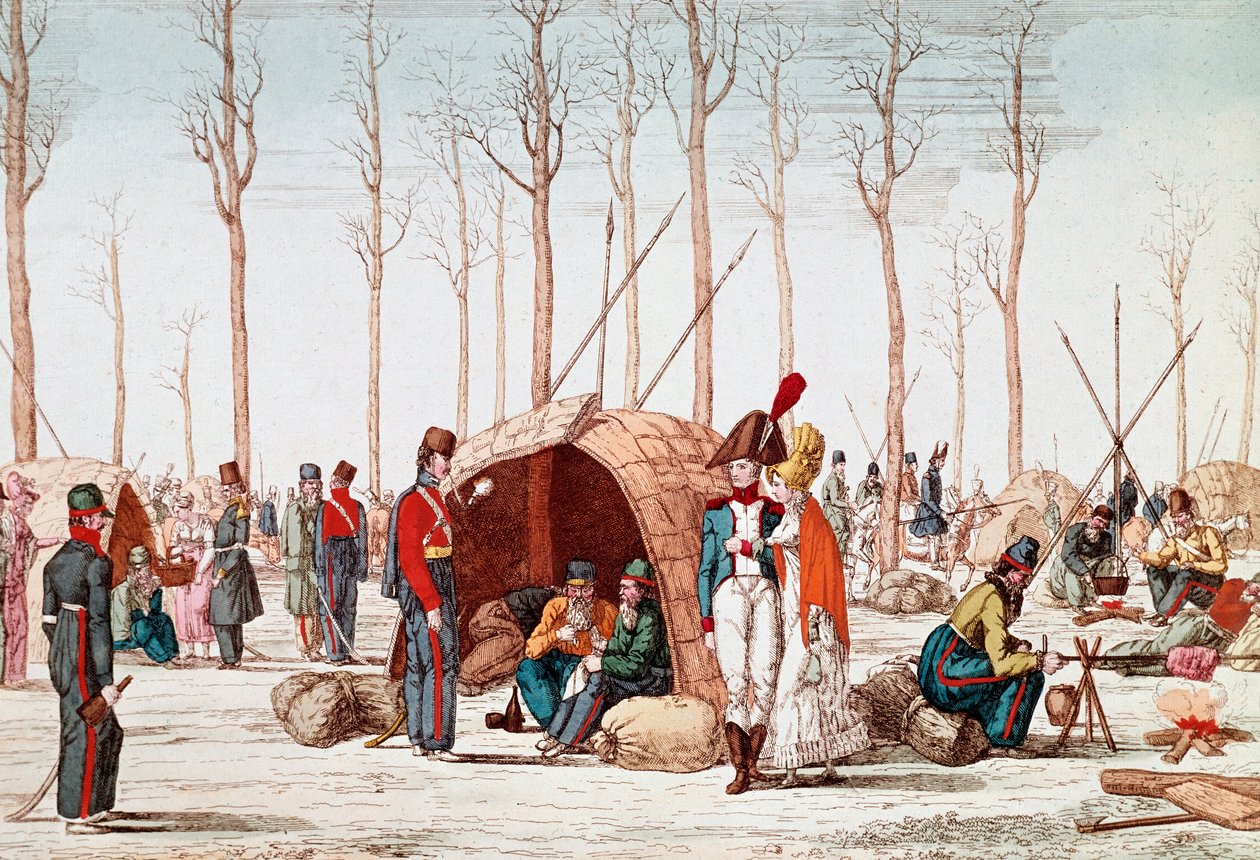 Russische Soldaten biwakieren auf den Champs-Elysées, Paris, Frankreich, 31. März 1814 von Unknown artist