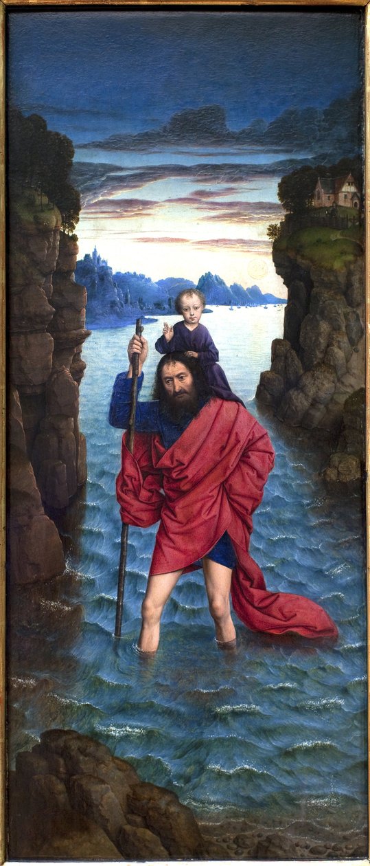 Sankt Christophorus. Anonymes Gemälde, Öl auf Holz, primitiv von Unknown artist