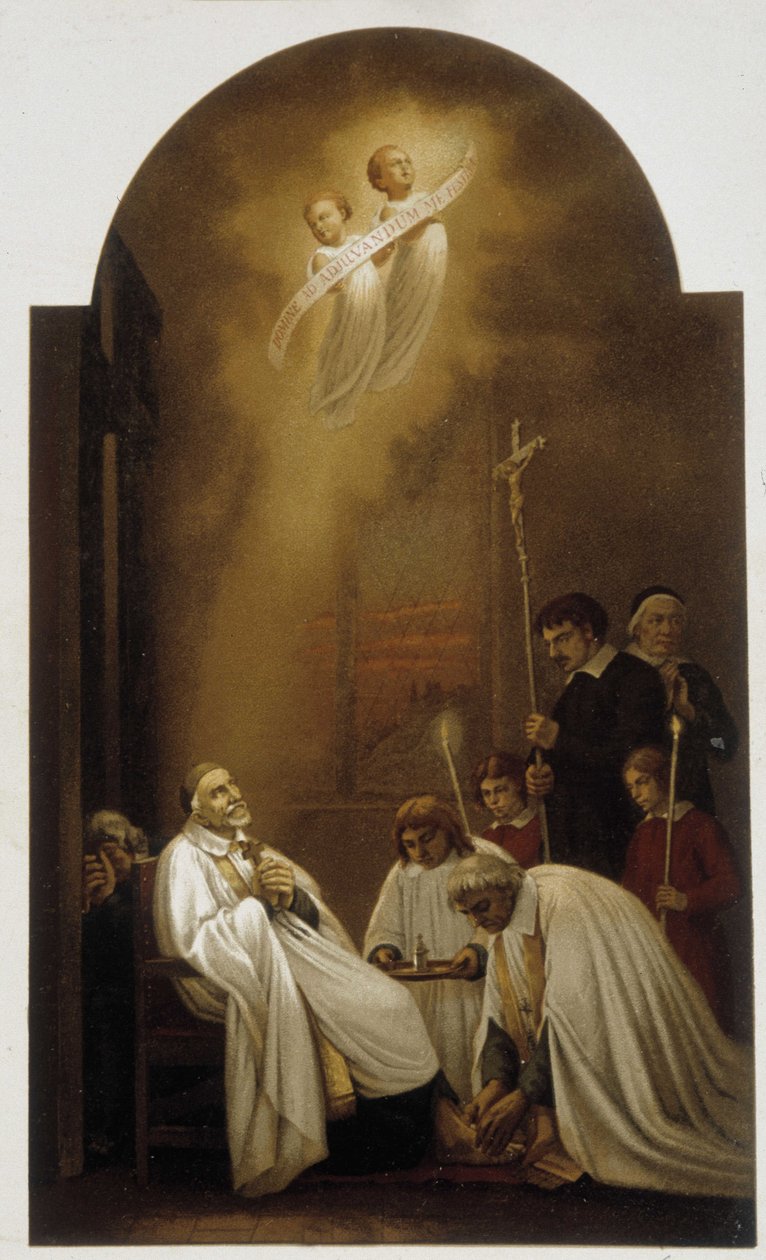 Der heilige Vinzenz von Paul in Ekstase mit Engeln - nach einem Gemälde aus dem 19. Jahrhundert von Unknown artist