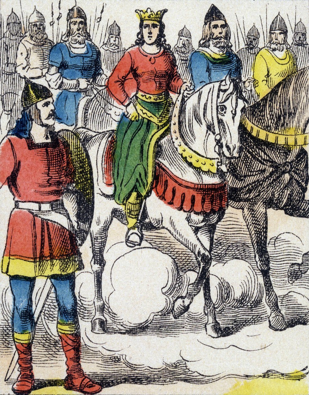 Sainte Clotilde (475-545) floh vor der Vormundschaft ihres Onkels Gondebaud, König der Burgunden (480-516), der ihre Familie ermordet hatte. von Unknown artist