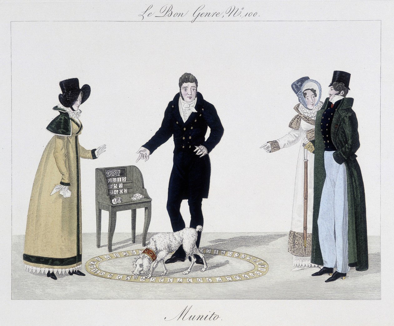 Saltimbanque: Munito, wissenschaftlicher Hund - in „Das gute Genre“, Anfang des 19. Jahrhunderts von Unknown artist