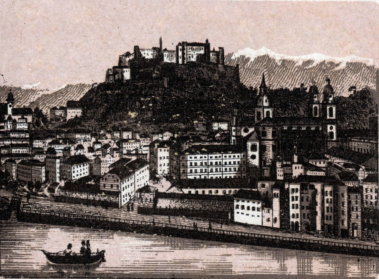 Salzkammergut Region, Österreich: Salzburg vom Kapuzinergarten. in „Die Welt illustriert 168 Ansichten“ Undatiert (spätes 19. Jahrhundert) von Unknown artist
