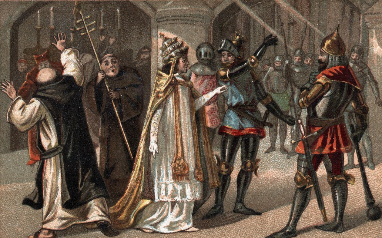 Sciarra Colonna schlägt Papst Bonifatius VIII. ins Gesicht von Unknown artist