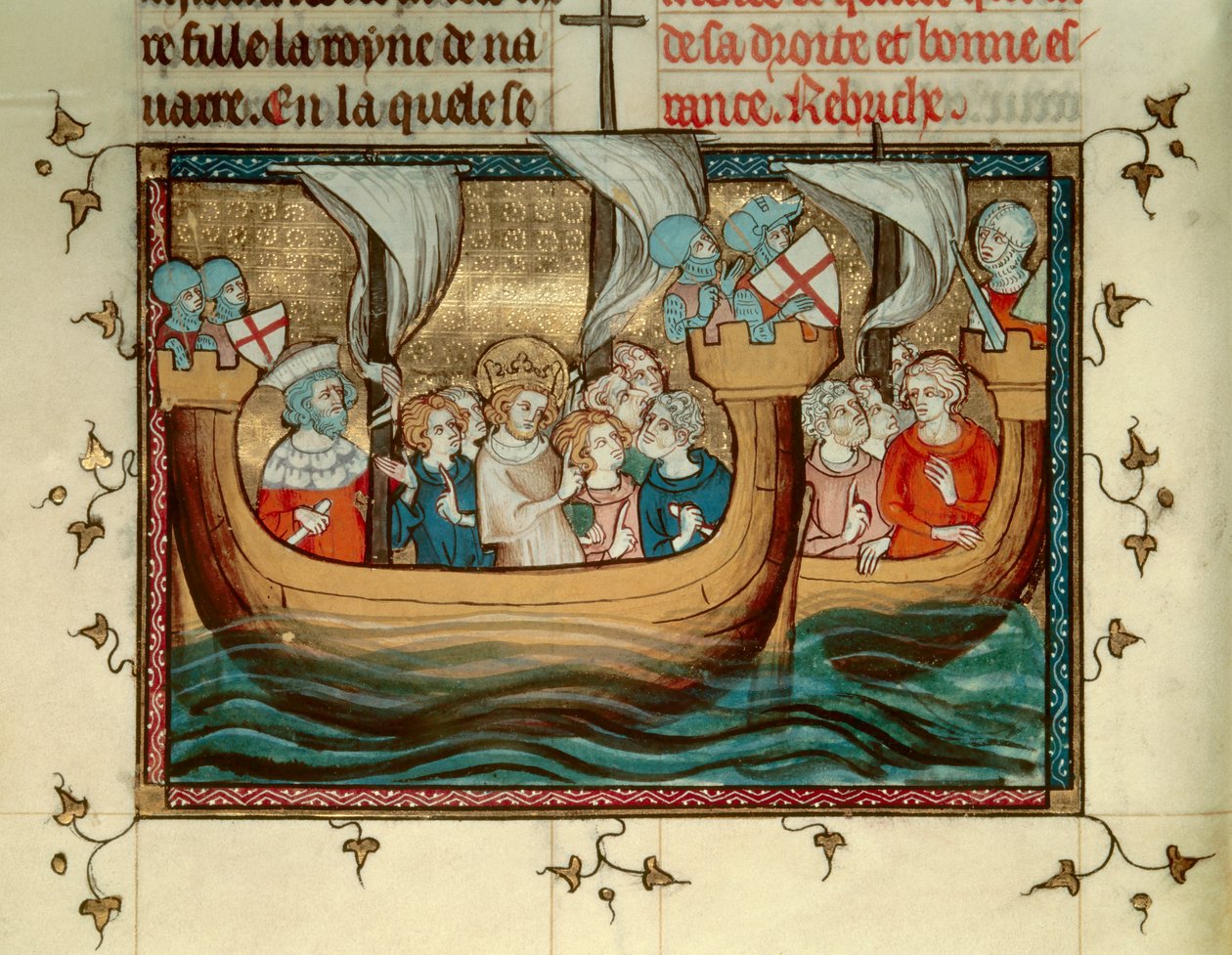 Siebter Kreuzzug: Der König von Frankreich, Saint Louis (oder Louis IX) (1214-1270), kommt um 1245 in Nikosia auf Zypern an. Miniatur. B.N. Paris von Unknown artist