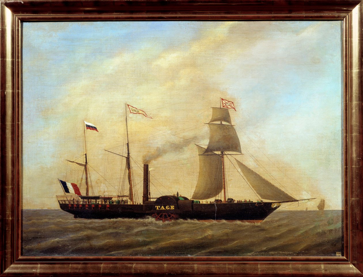 Schiff mit Klingen auf dem Fluss Tejo von Unknown artist