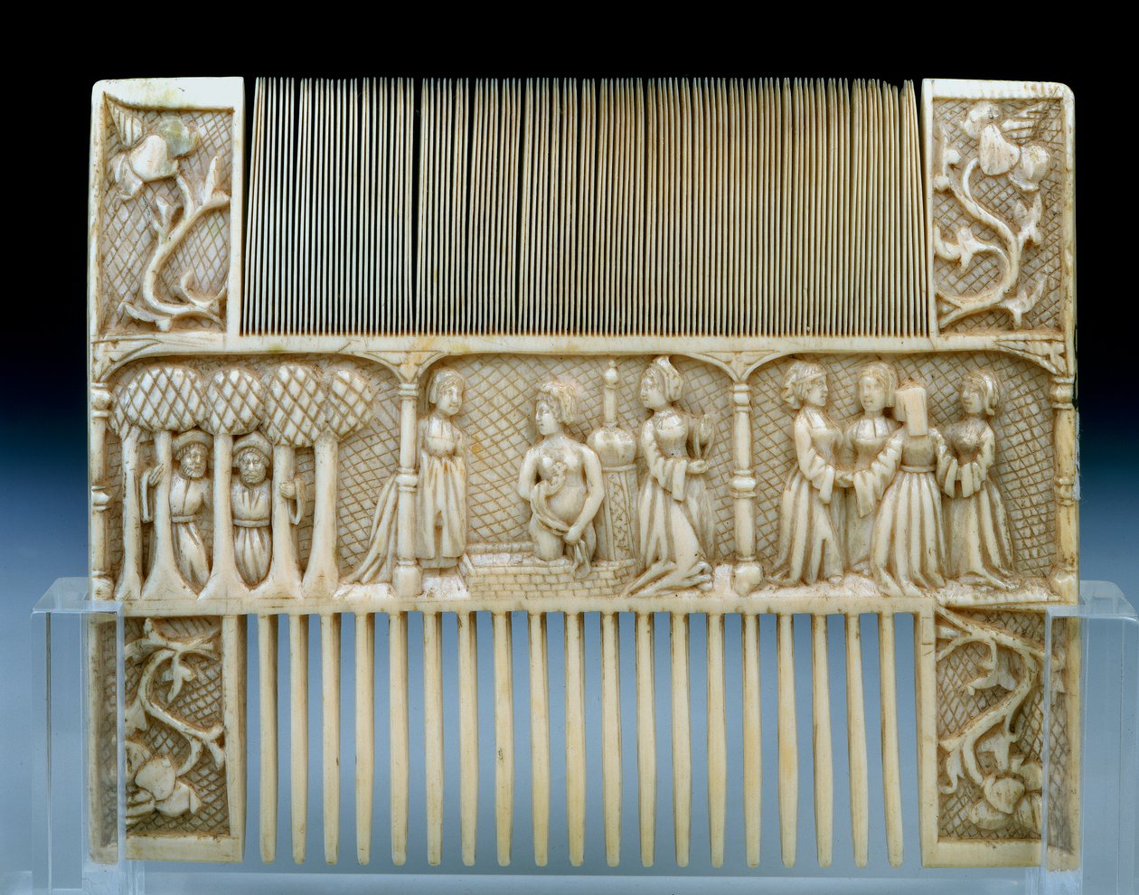 Seite B eines Elfenbeinkamms mit der Geschichte von Susanna von Unknown artist