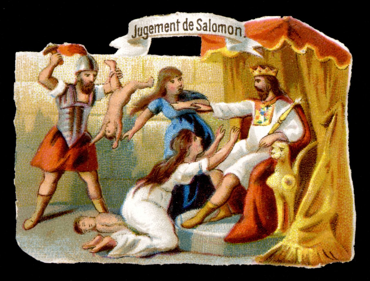 Salomons Urteil mit der Mutter, die sich opfert, um ihr Kind zu retten. Chromolithographie des 19. Jahrhunderts von Unknown artist