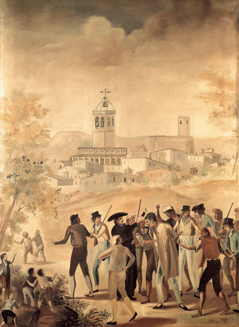 Spanischer Unabhängigkeitskrieg (1808-1814): Verhaftung eines französischen Bürgers in der Nähe von Manresa, anonymes Gemälde von Unknown artist