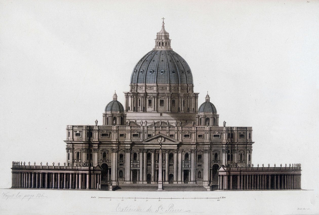 Petersdom in Rom im Vatikan (San Pietro in Vaticano). In „Das alte und moderne Kostüm“ 1819-1820, von Jules Ferrario von Unknown artist