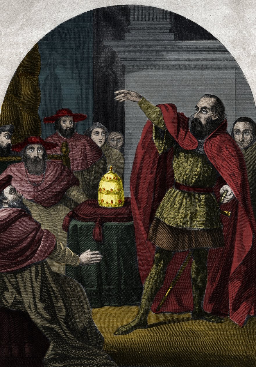 Der Gegenpapst Johannes XXIII. (Antipapa Giovanni 23) (1410-1415) (Baldassarre Cossa) wurde 1410 vom Konzil von Pisa zum souveränen Papst ausgerufen. Gravur von 1842 in „Histoire des popes“ von Maurice Lachatre. Private Sammlung. von Unknown artist