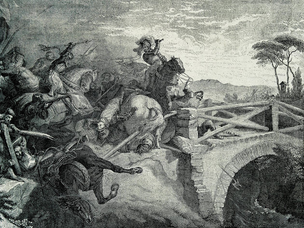 Die Schlacht von Garigliano (Garellano) zwischen Franzosen und Spaniern während des Dritten Italienischen Krieges, 29. Dezember 1503: Gonzalo Fernandez De Cordoba genannt El Gran Capitan von Unknown artist