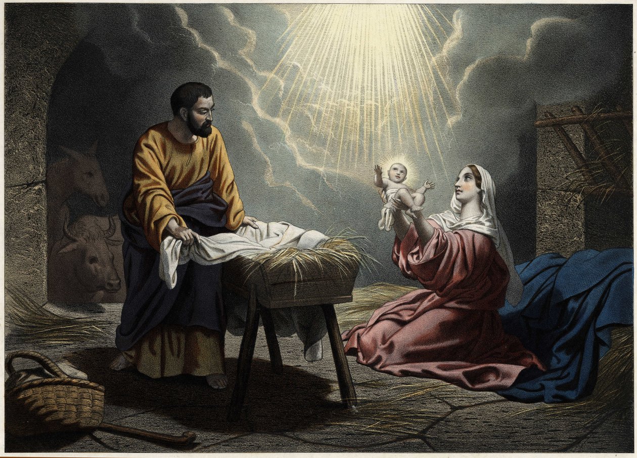 Die Geburt Christi. Anonymer Stich aus der Mitte des 19. Jahrhunderts. von Unknown artist