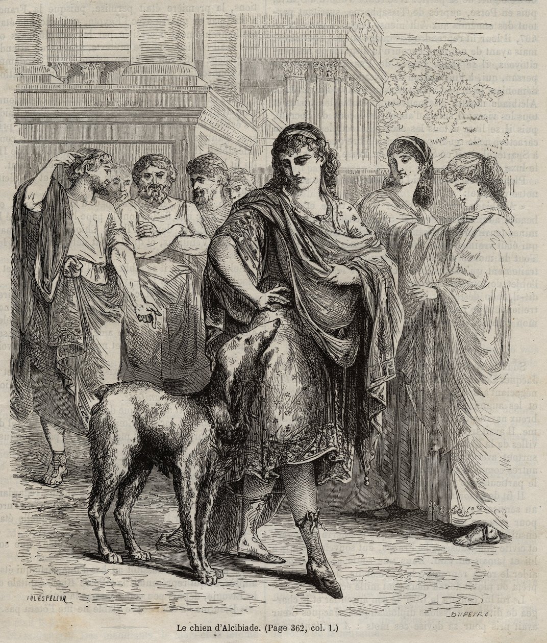Der Hund des Alkibiades - Der Hund des Alkibiades, Staatsmann, Redner und General der Athener, 450-404 v. Chr., Gravur von 1864 von Unknown artist