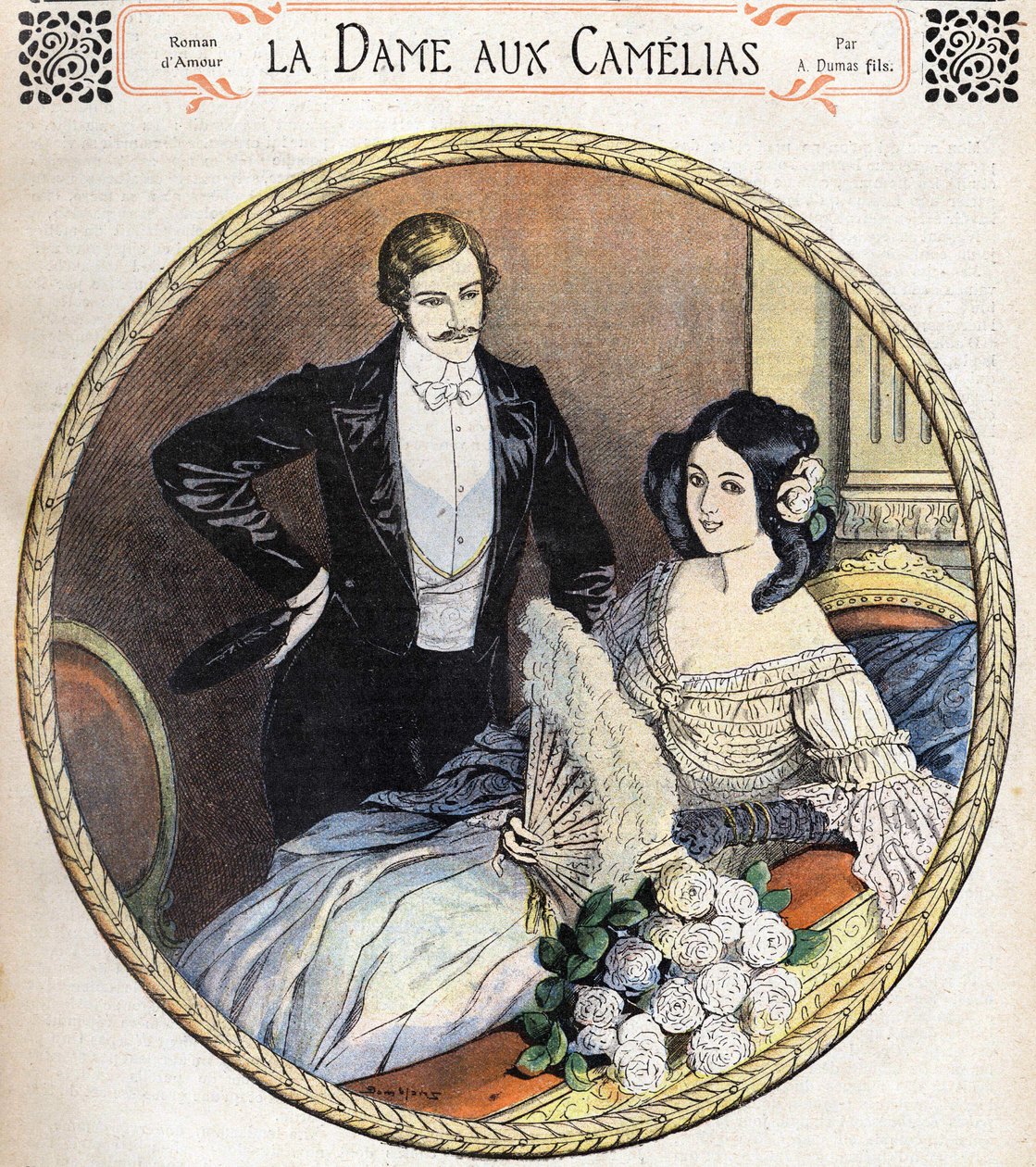 Die Kameliendame von Alexandre Dumas Jr., eine Illustration Ende des 19. Jahrhunderts nach dem Romanjournal von Unknown artist