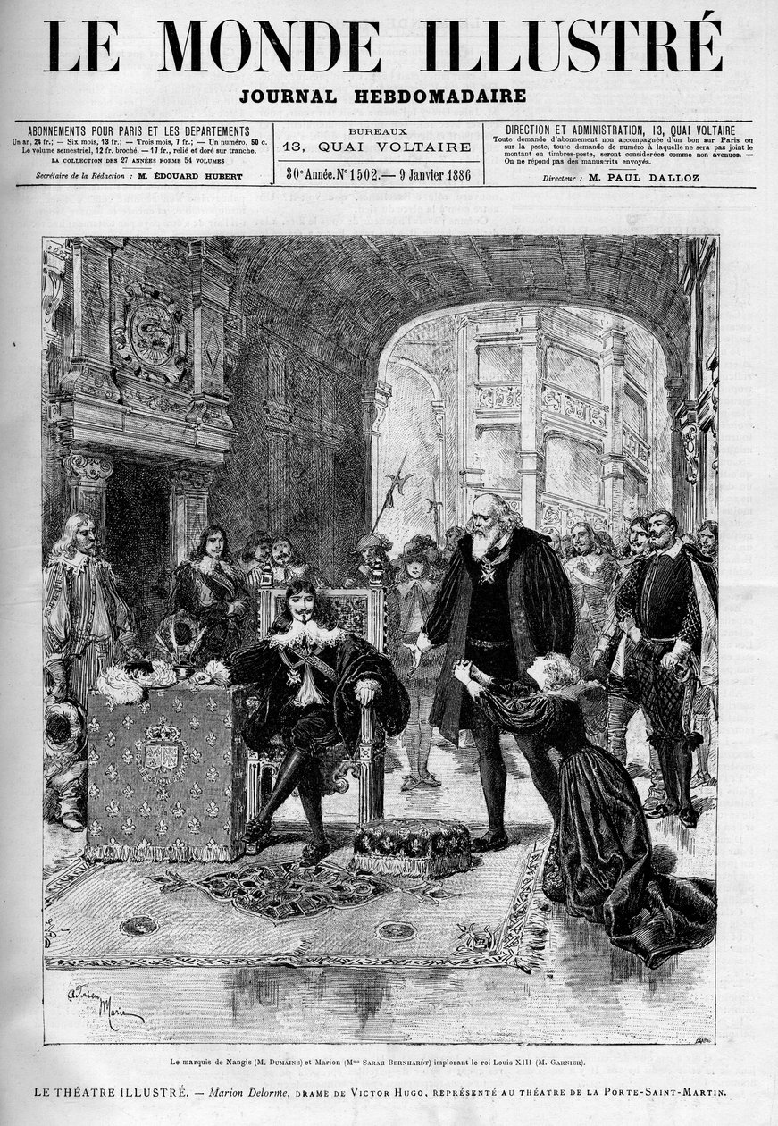 Der Marquis de Nangis und Marion flehen König Ludwig XIII. an. Theaterstück „Marion Delorme“, Drama von Victor Hugo von Unknown artist