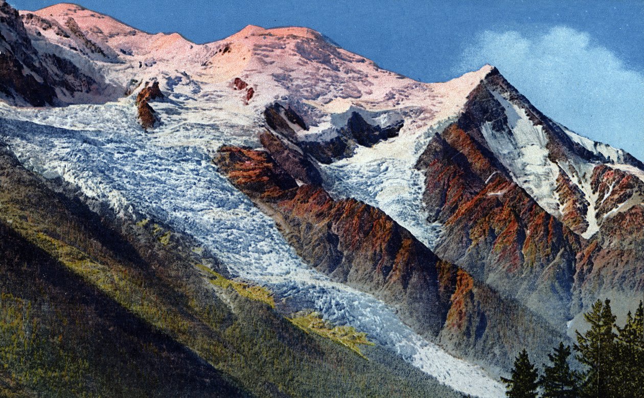 Die Mont-Blanc-Kette vom Le Brevent, Chamonix von Unknown Artist