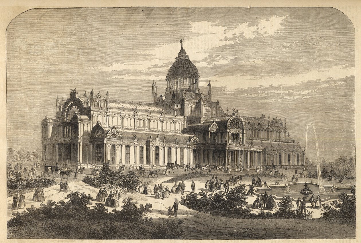 Der Palast der Industrie in Amsterdam im Jahr 1864 (1929 durch ein Feuer zerstört) - Niederlande, Amsterdam. Het Paleis voor Volksvlijt von Unknown artist