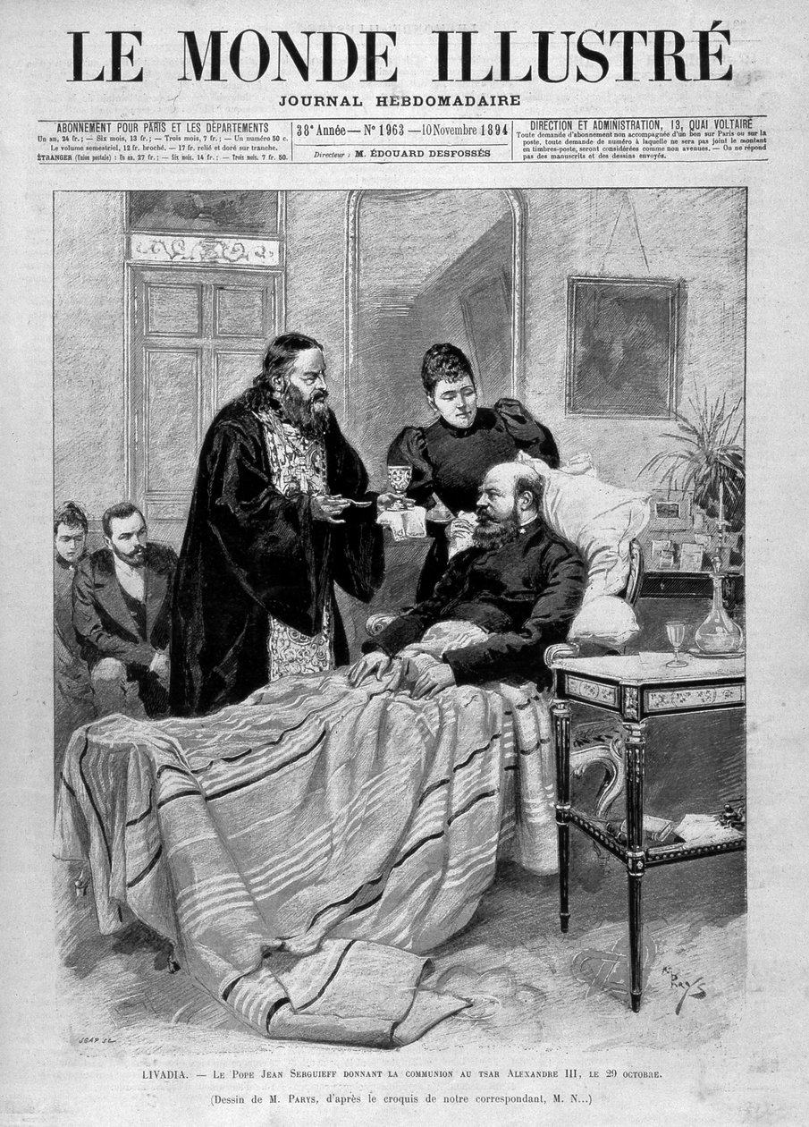 Der Papst gibt Zar Alexander III. die Kommunion. „The Illustrated World“. 10.11.1894. von Unknown artist