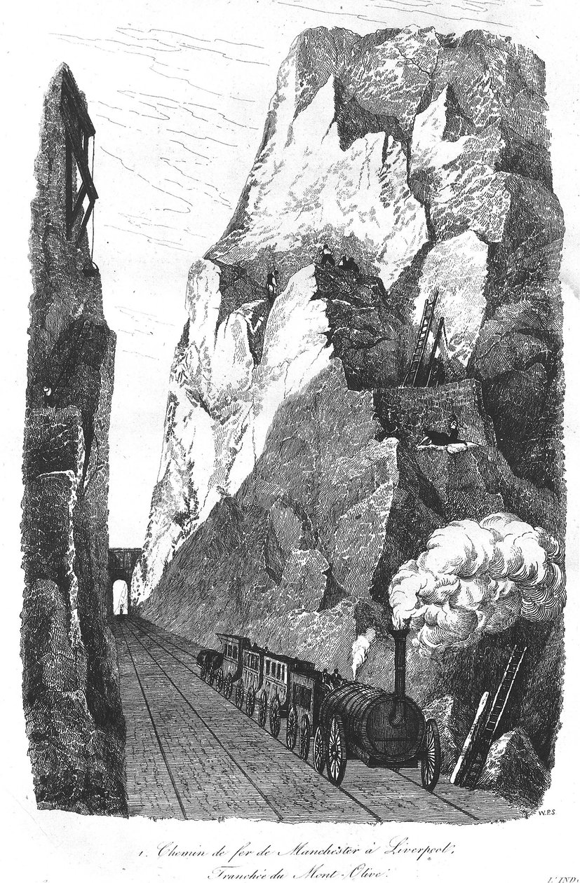 Die Eisenbahn von Liverpool nach Manchester: Der Graben von Mount Olive von Unknown artist