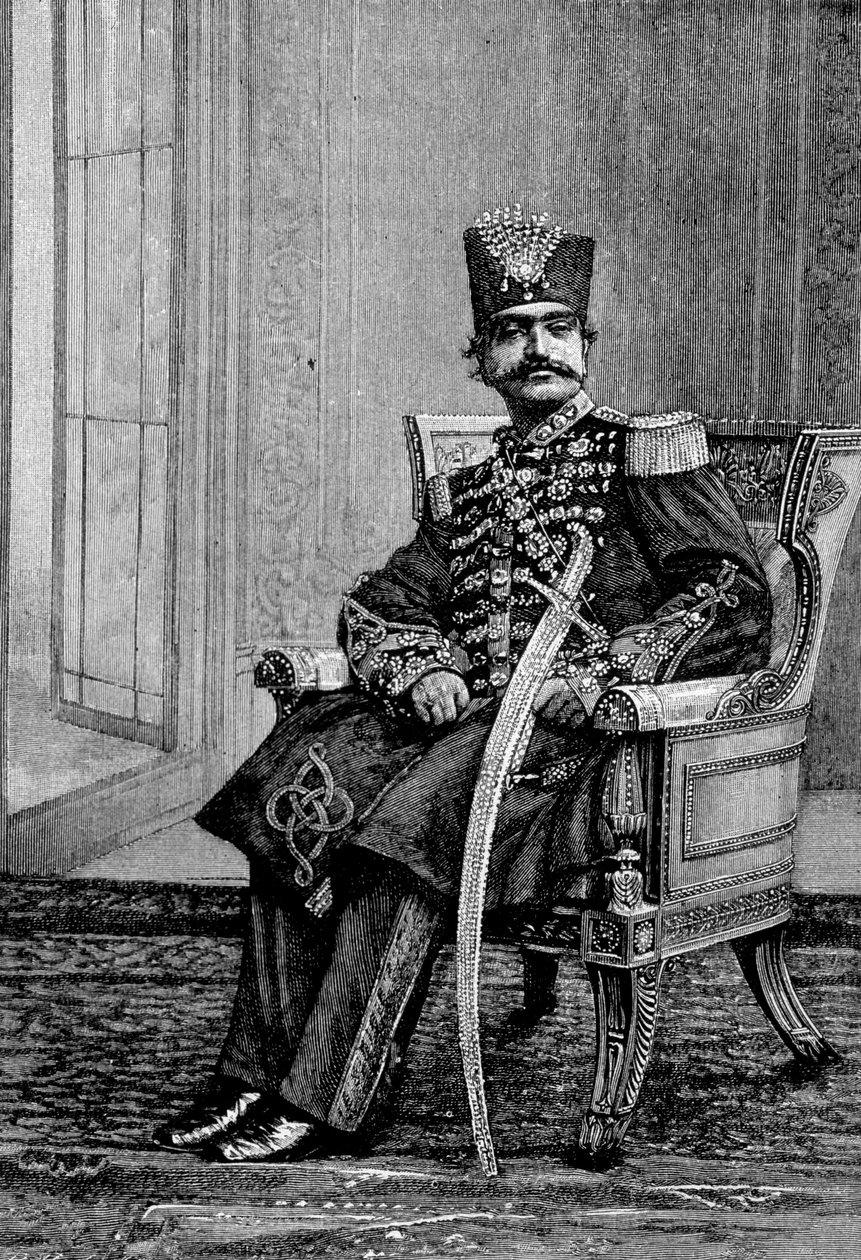 Der Schah von Persien, Nassr-ed-din (Nasser-ed-din), in zeremonieller Tracht von Unknown artist
