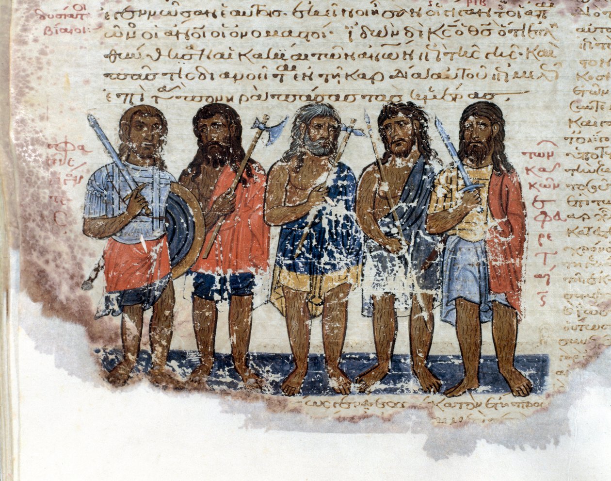 Die Armee der Riesen, die von der Armee König Davids besiegt wurde. Miniatur aus dem „Codex de l