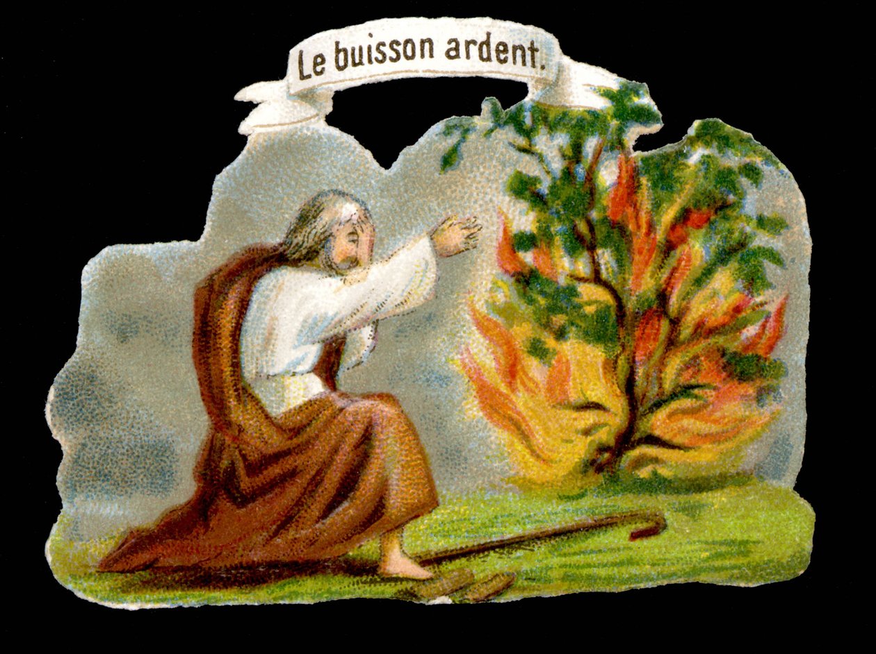Der brennende Dornbusch - Volksbild. Chromolithografie des 19. Jahrhunderts von Unknown artist