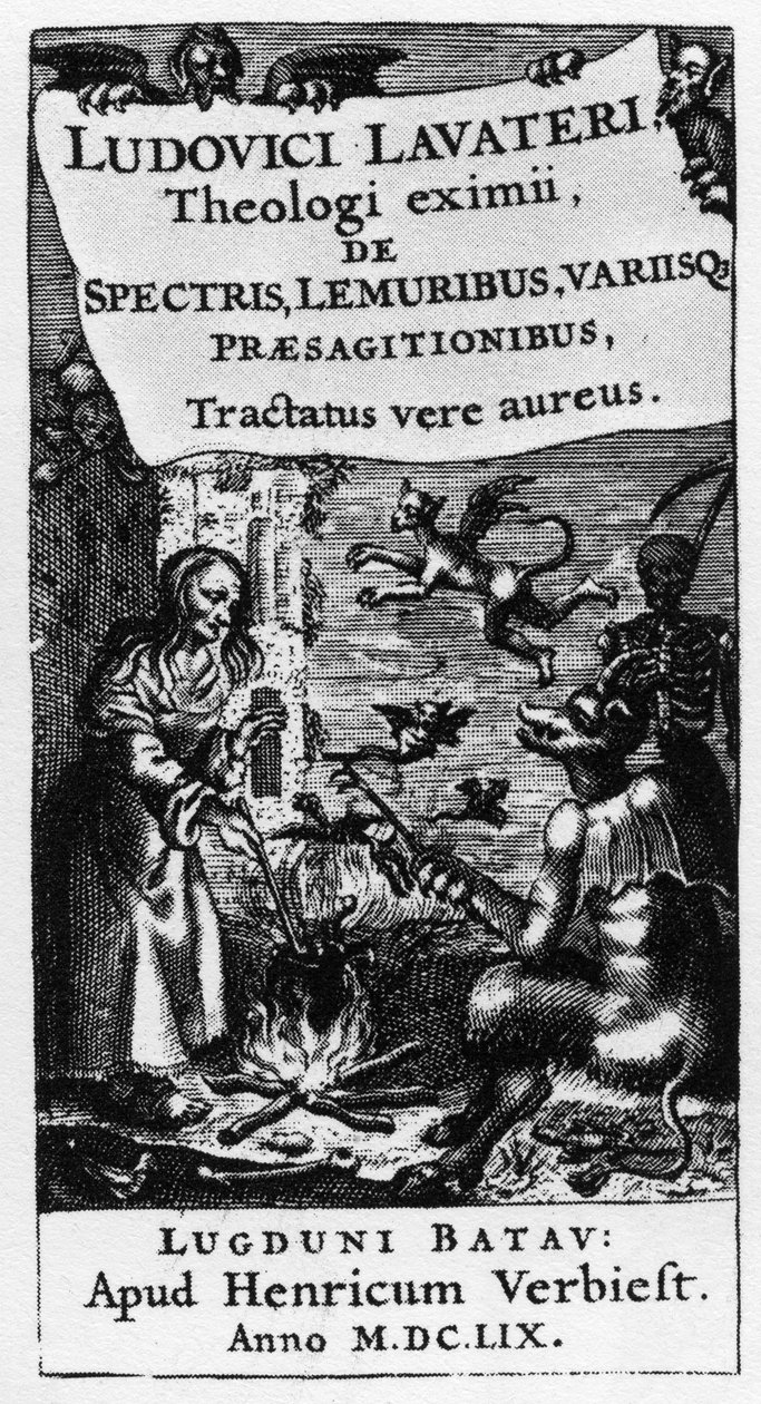 Der Kessel der Hexe - Frontispiz des Buches „De spectris lemuribus et magnis“ von Ludwig Lavater (1527-1586) - 1659 von Unknown artist