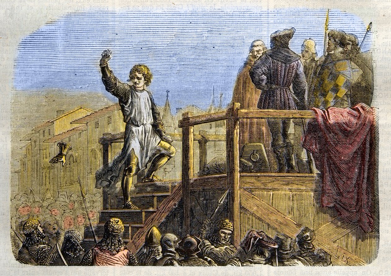 Die Hinrichtung von Conradin (oder Konrad von Hohenstaufen), König von Sizilien und Herzog von Schwaben (1252-1268) auf Befehl von Karl von Anjou nach der Schlacht von Tagliacozzo 1268 von Unknown artist