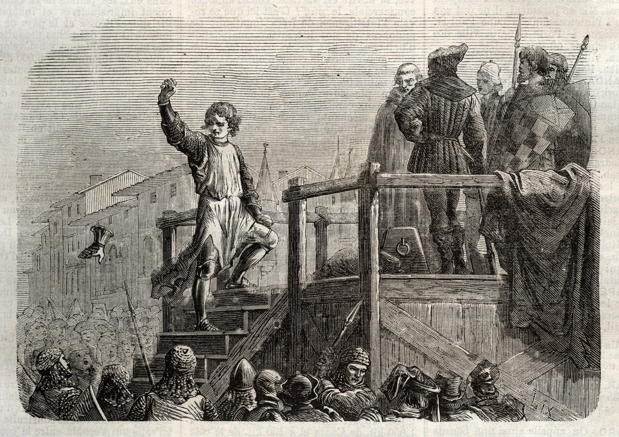 Die Hinrichtung von Conradin, König von Sizilien und Herzog von Schwaben (1252-1268) auf Befehl von Karl von Anjou nach der Schlacht von Tagliacozzo im Jahr 1268 von Unknown artist