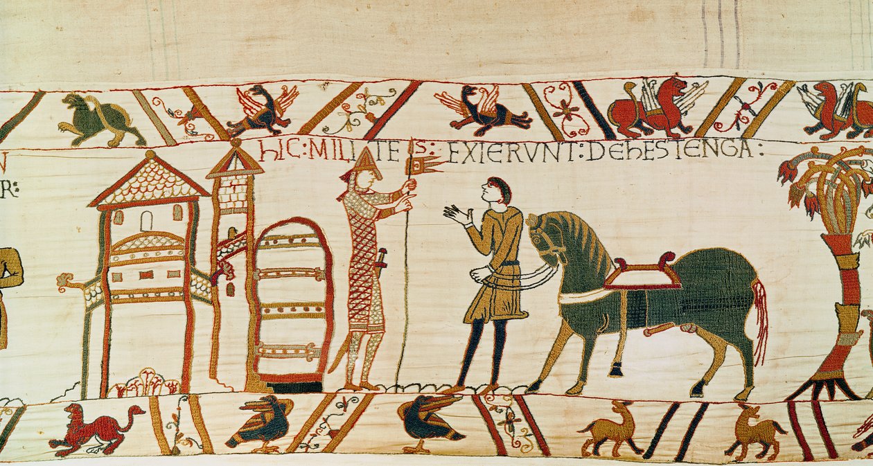 Das Tor von Hastings öffnet sich für die Normannen, um gegen Harold zu marschieren, Bayeux-Tapete von Unknown artist