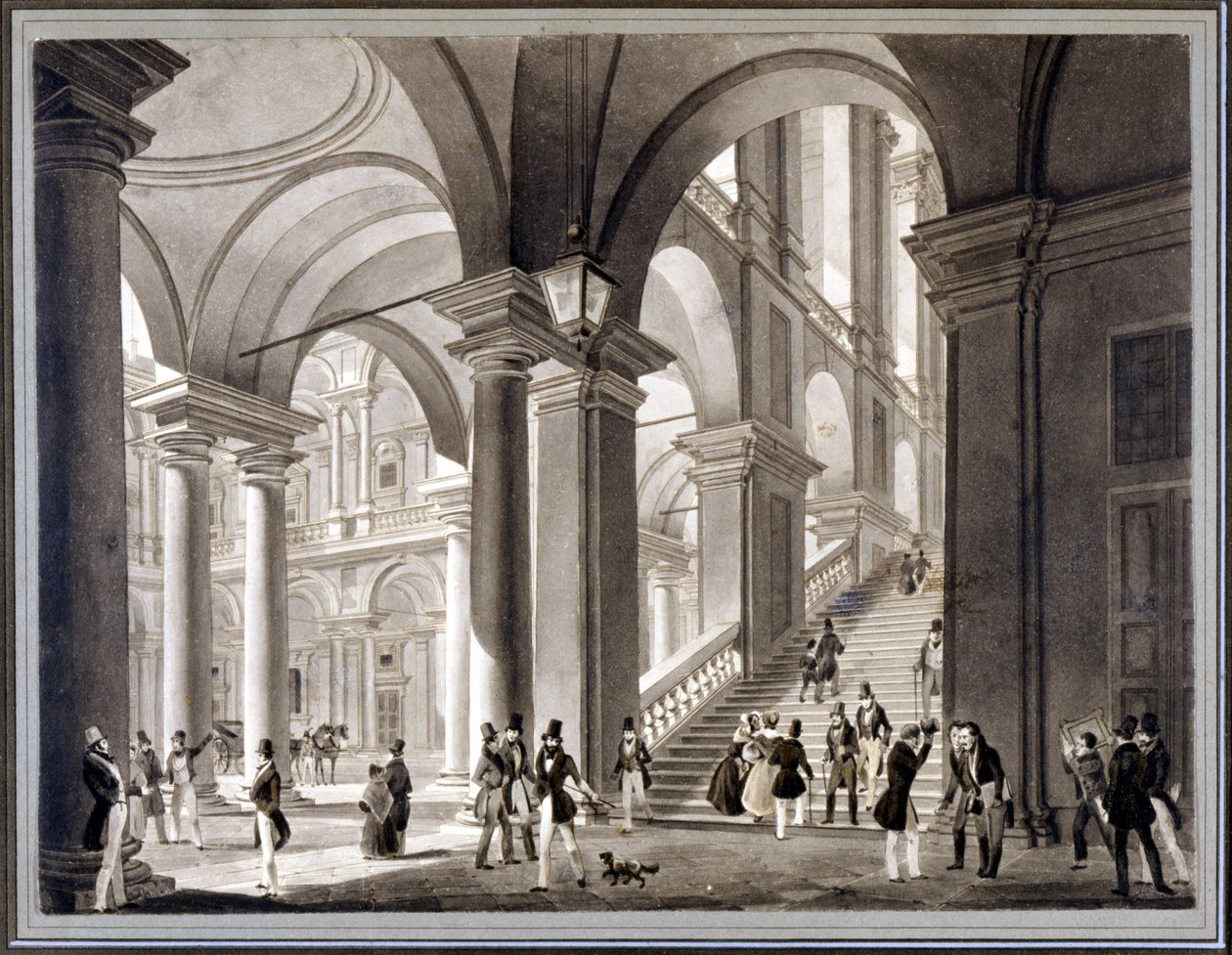 Die große Treppe von Brera. Aquatinta von Giovanni Migliara, um 1820 von Unknown artist