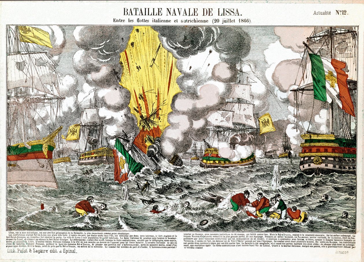Die Seeschlacht von Lissa (Adriatisches Meer), 20. Juli von Unknown artist