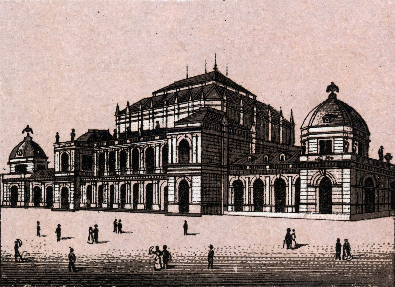 Die neue Börse in Frankfurt, Deutschland in „Die Welt illustriert 168 Ansichten“ (Ende des 19. Jahrhunderts) von Unknown artist