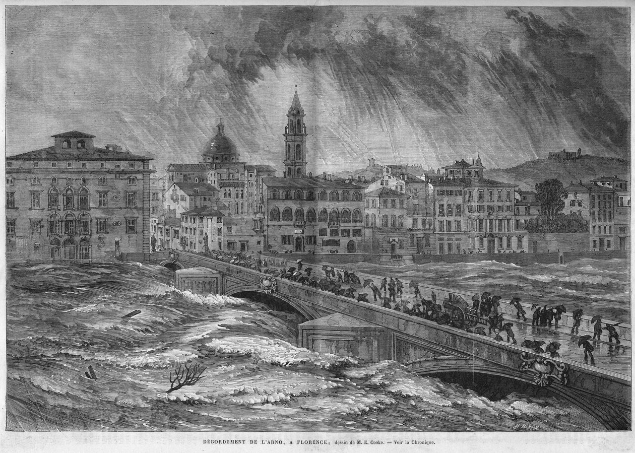 Das Hochwasser des Arno in Florenz im Jahr 1868 von Unknown artist