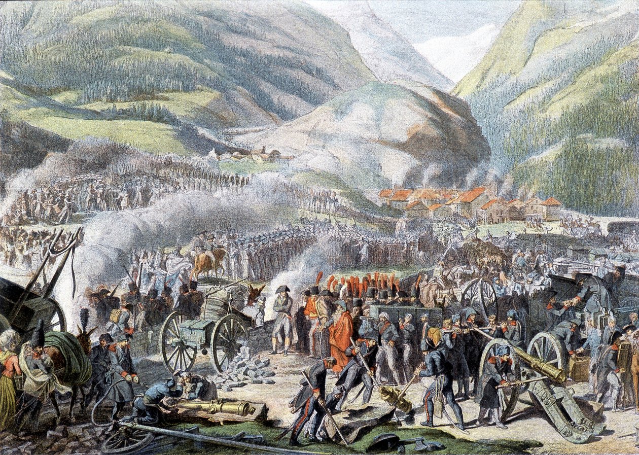 Der Übergang über den St. Bernhard-Pass durch die napoleonische Armee am 16. Mai 1800 - Lithographie von Unknown artist
