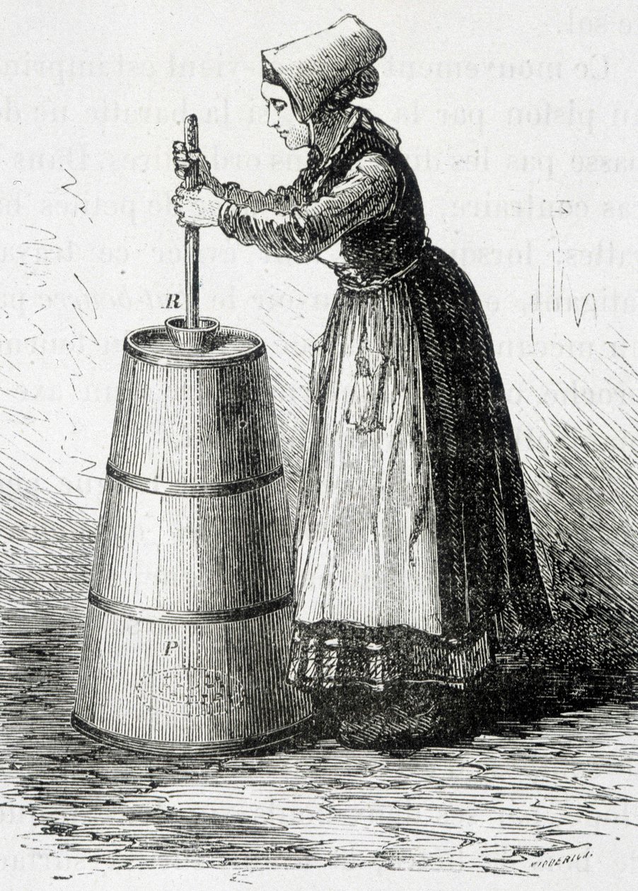Die Kolbenbuttermaschine - in „Die Wunder der Industrie“ von Louis Figuier von Unknown artist