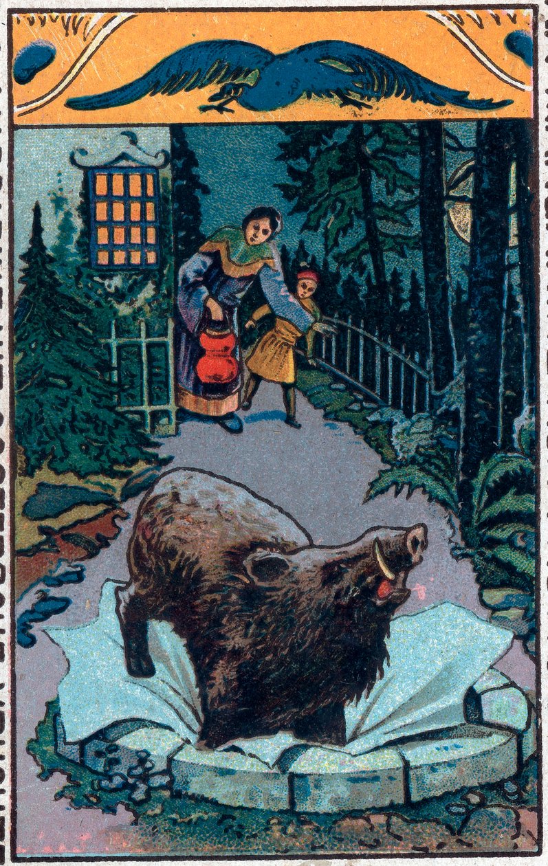 Der schreckliche Eber. Chinesisches Märchen. Chromolithographie aus dem späten 19. Jahrhundert. von Unknown artist