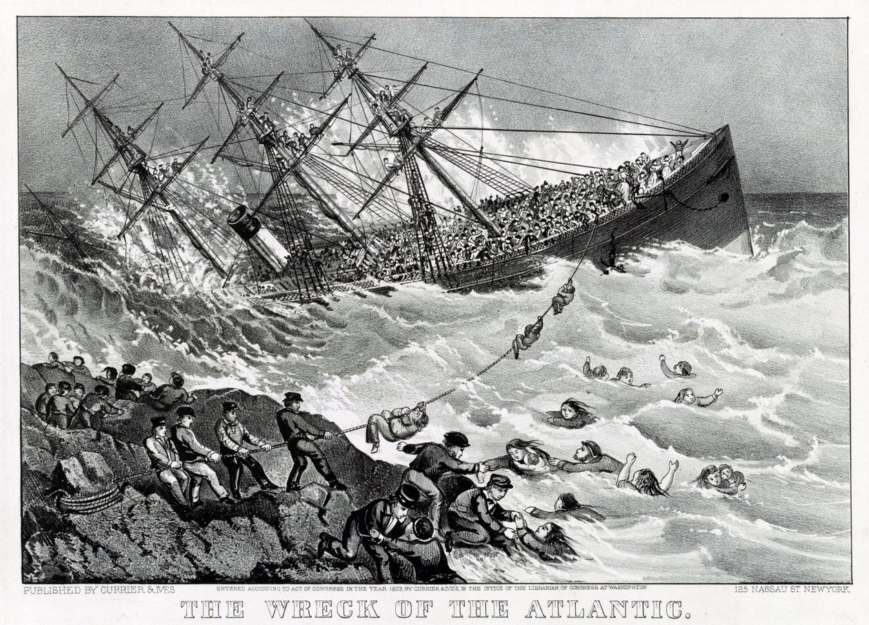 Das Wrack der RMS Atlantic, transatlantischer Ozeandampfer der White Star Line, an der Küste von Nova Scotia von Unknown artist