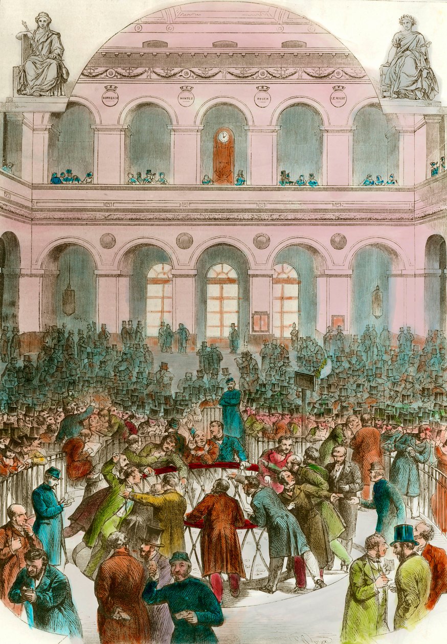Müll der Börsenmakler an der Pariser Börse (Gravur 1856) Private Sammlung von Unknown artist