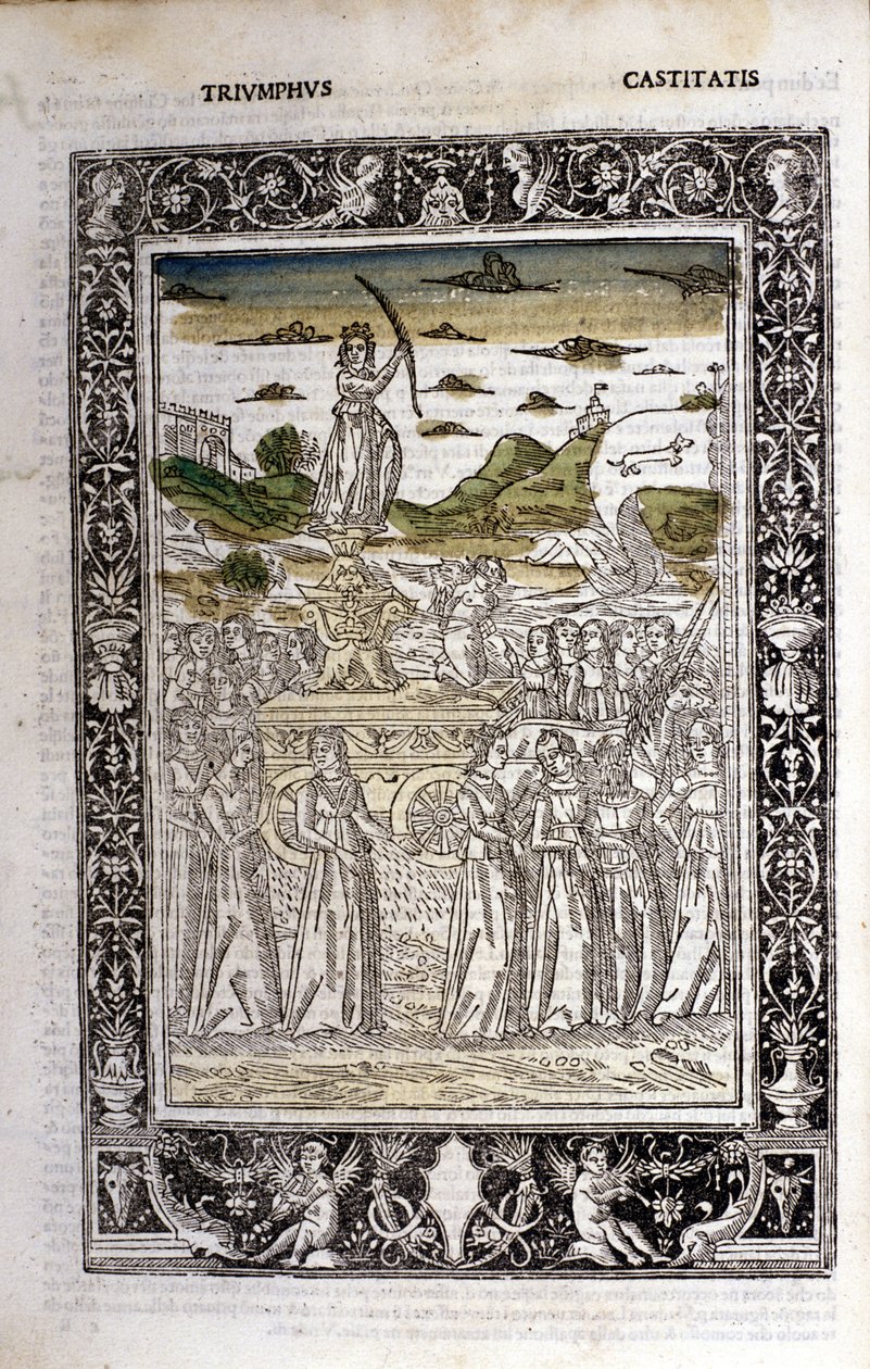 Triumph der Keuschheit von Petrarca (Francesco Petrarca). Miniatur von Unknown artist