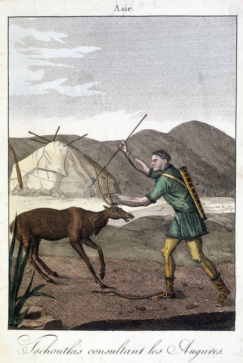 Tschutkis-Mann, der die Auspuren konsultiert (Asien) von Unknown artist