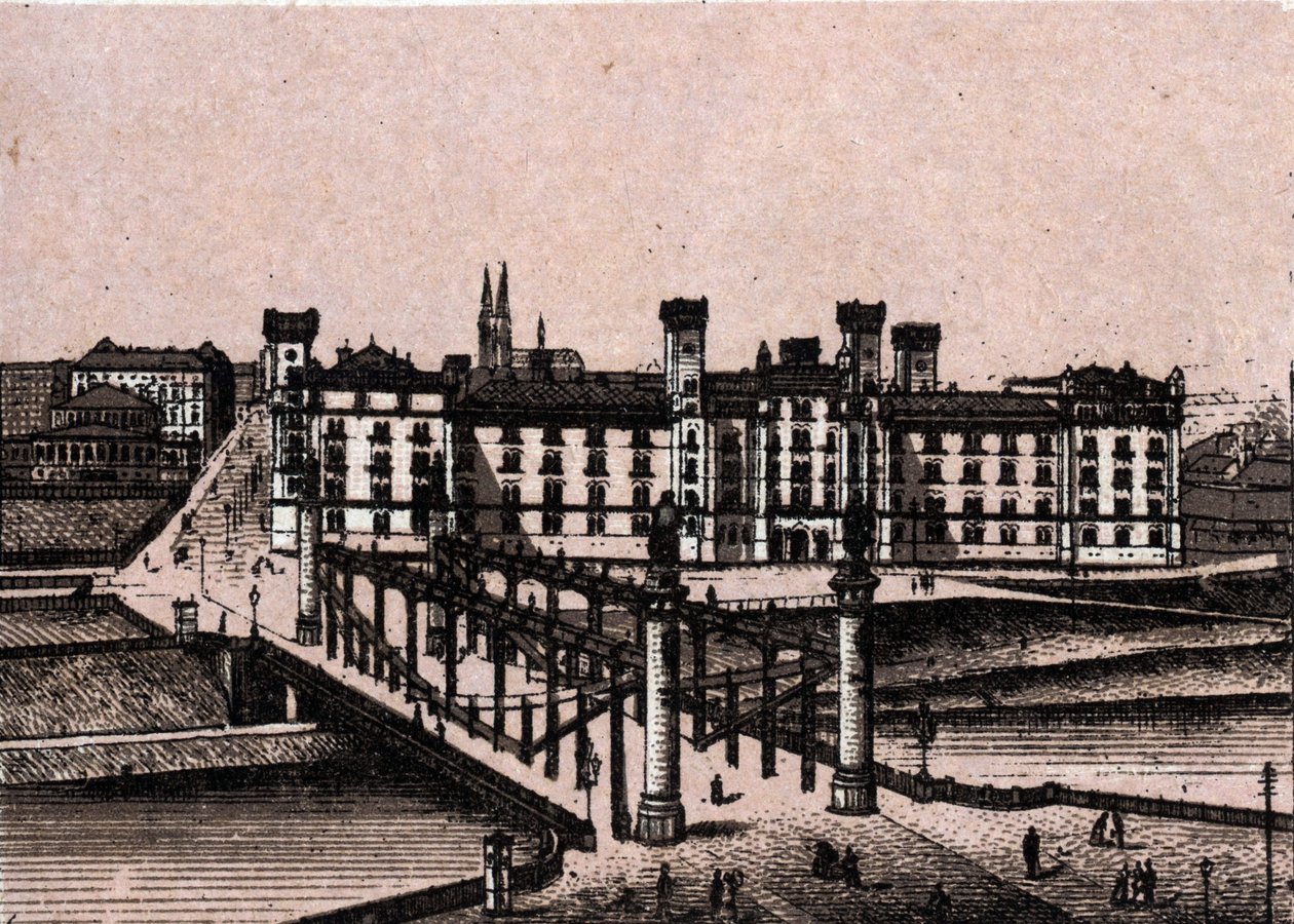 Wien, Österreich: Blick auf das Arsenal von Prinz Rudolf und die Brücke des Augartens. aus 
